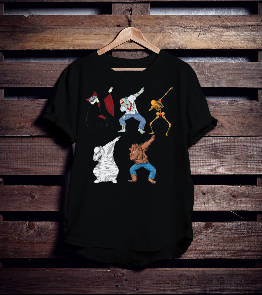 Halloween Monster Mash Dab Dance Party Featuring Vampire Zombie Skeleton Ghost Werewolf T-Shirt