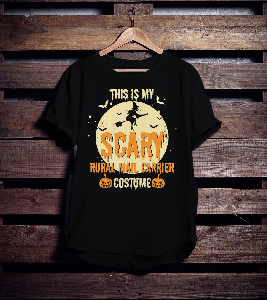 This Is My Scary Rural Mail Carrier Costume Witch Moon Bats Pumpkins T-Shirt