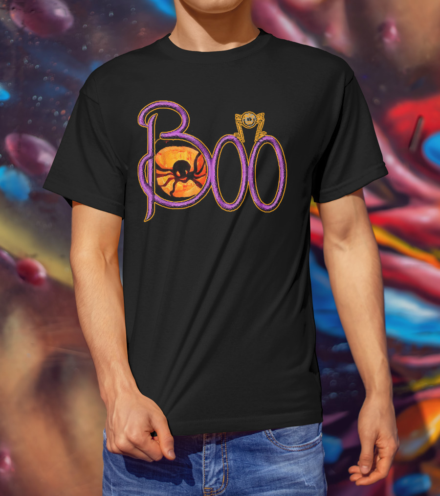 Purple Spider Halloween Boo Pumpkin Jack O Lantern Cut T-Shirt