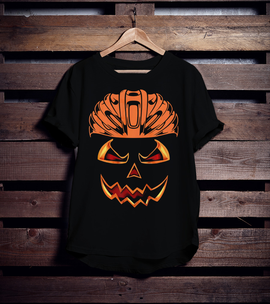 Bicycle Helmet Jack O Lantern Pumpkin Face T-Shirt