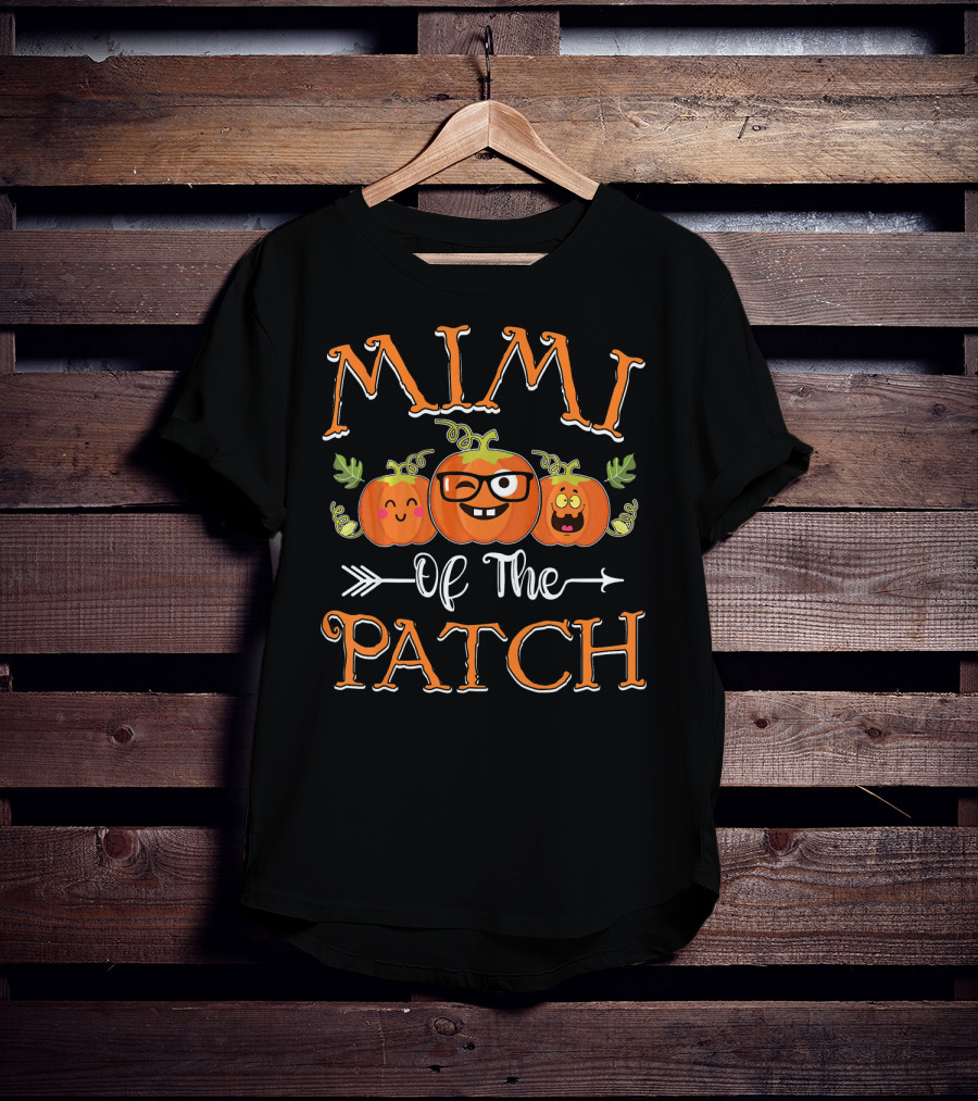 Mimi Of The Patch Pumpkin Faces With Glasses And Leaves T-Shirt