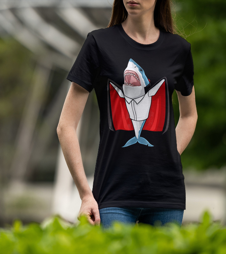 Halloween Shark Vampire Funny Costume T-Shirt