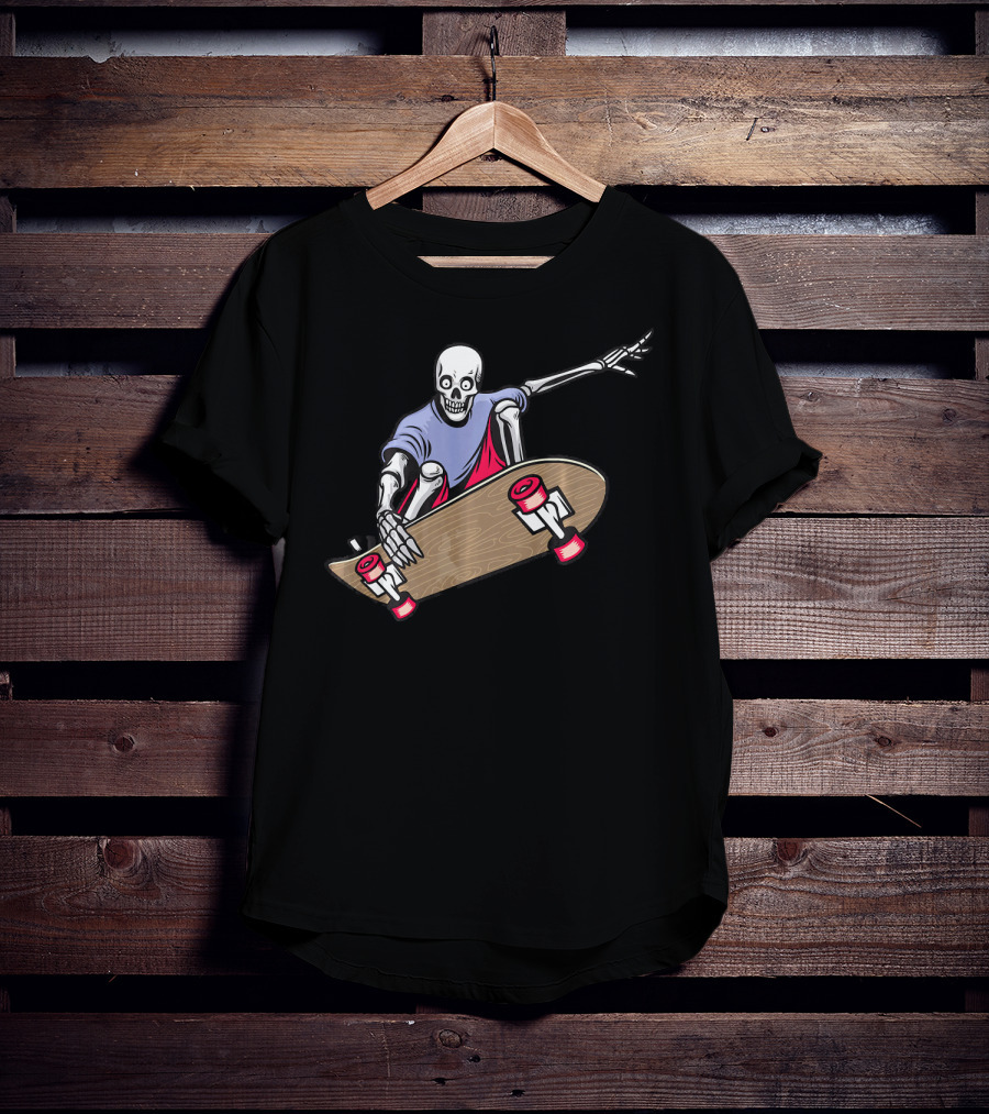 Skeleton Skateboarding Halloween Trick Airtime T-Shirt