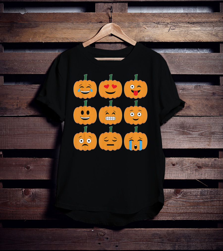 Pumpkin Emoji Collection Pumpkins Emotic Faces Halloween T-Shirt
