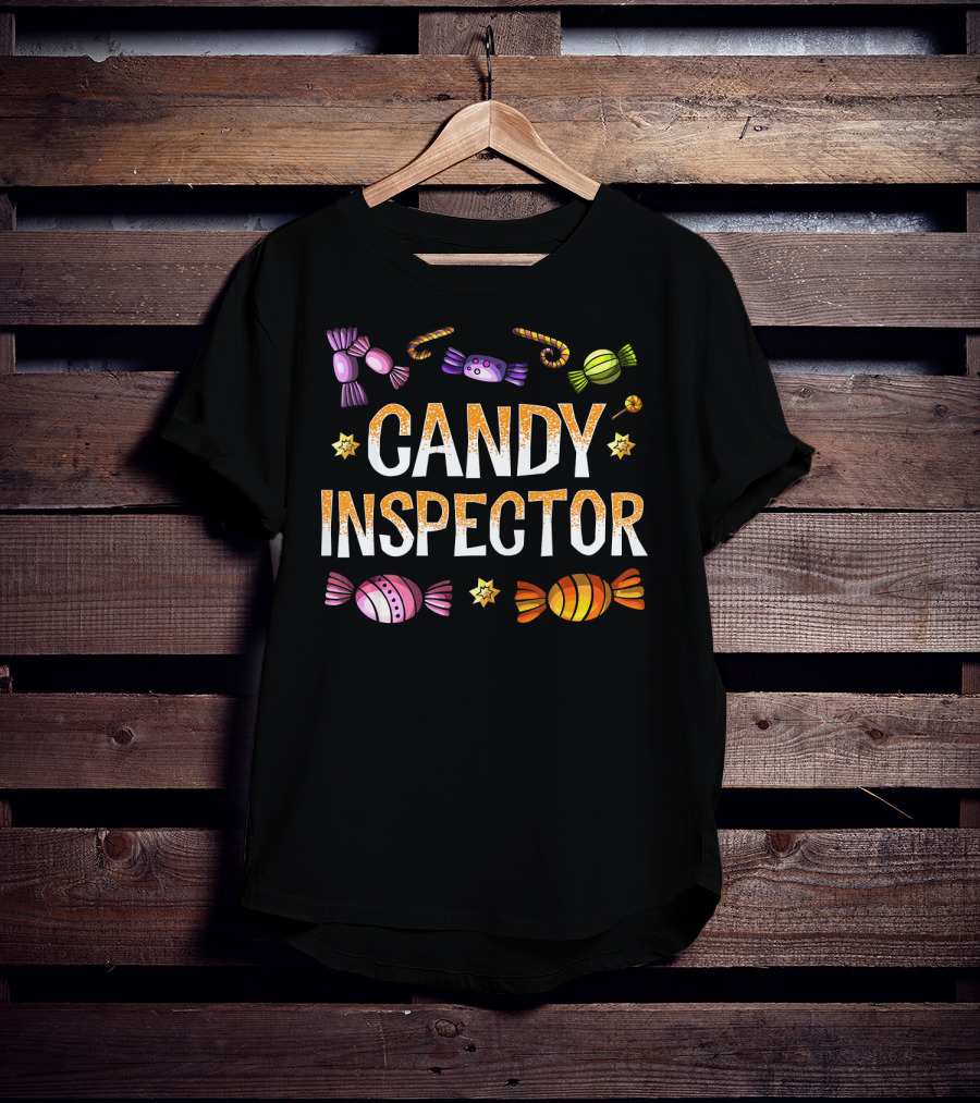 Candy Inspector Colorful Wrapped Sweets Fun Halloween T-Shirt
