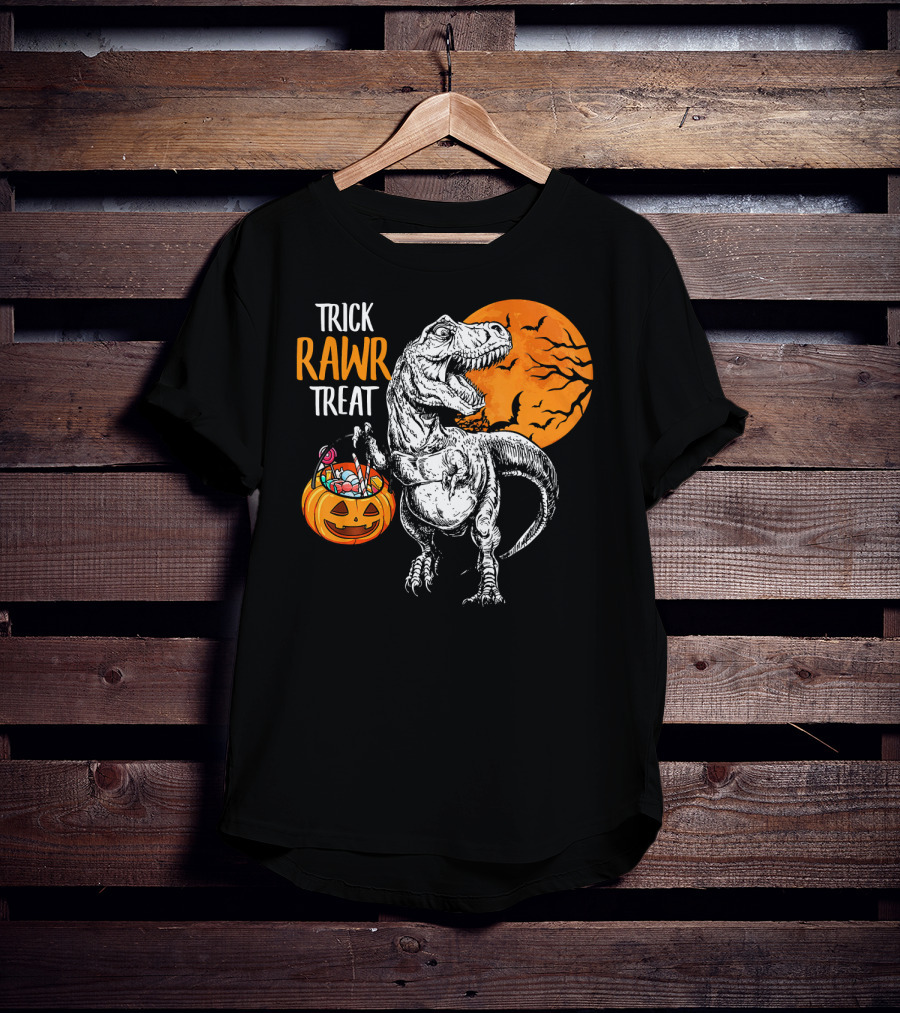 Trick Rawr Treat Dinosaur Rex Pumpkin Moon T-Shirt