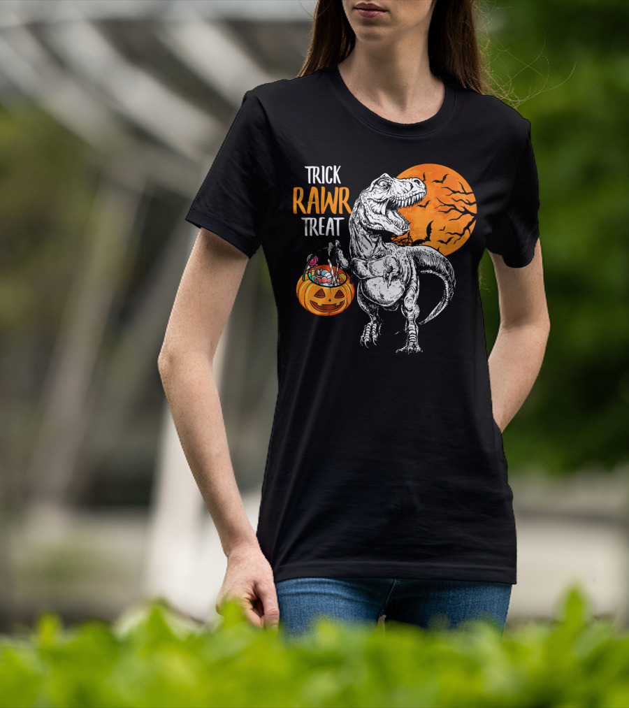 Trick Rawr Treat Dinosaur Rex Pumpkin Moon T-Shirt