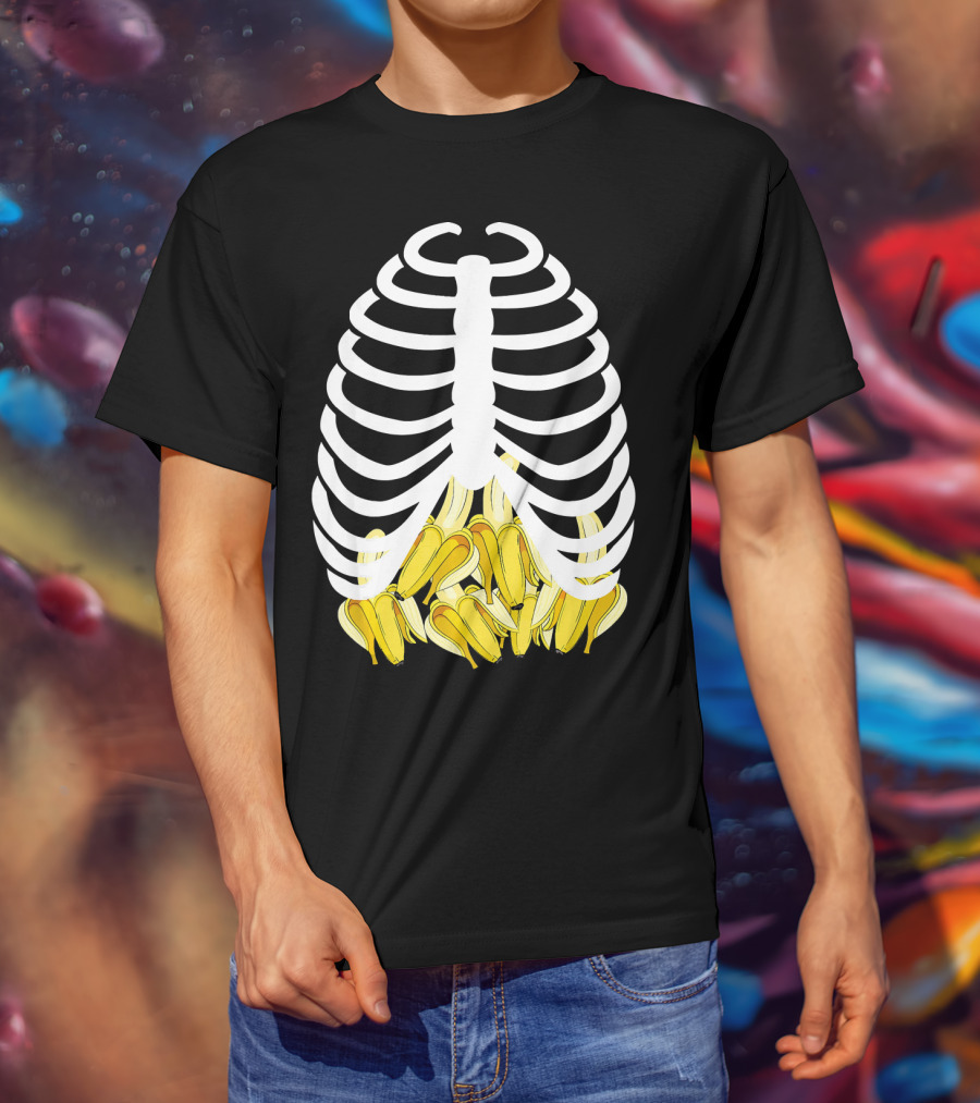 Halloween Rib Cage Banana Costume Adult Youth Kids T-Shirt