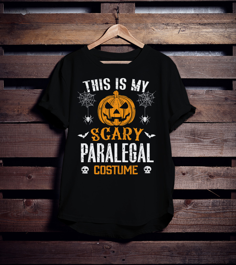 This Is My Scary Paralegal Costume Halloween Pumpkin Spiders Bats Skulls T-Shirt