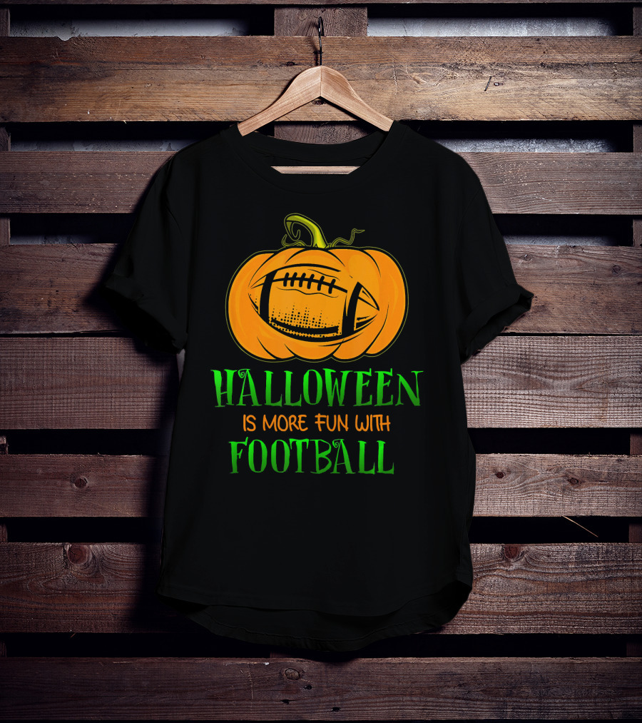 Halloween Is More Fun With Football Pumpkin T-Shirt