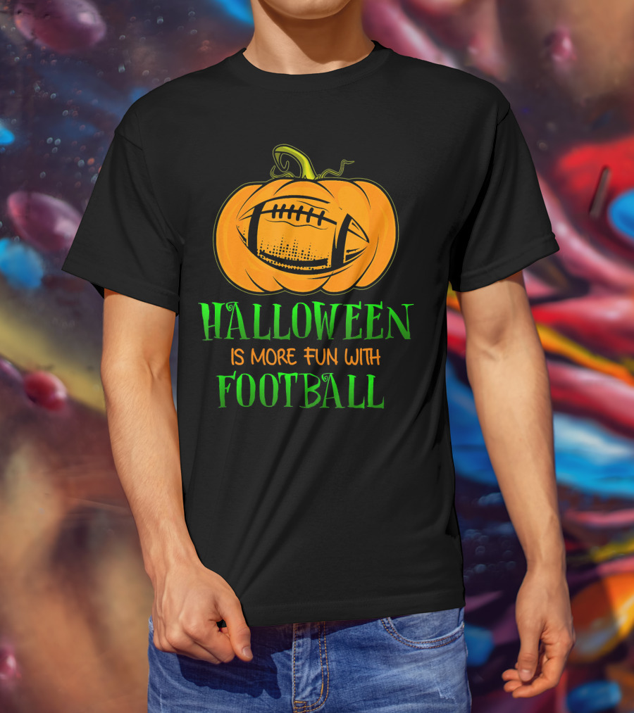 Halloween Is More Fun With Football Pumpkin T-Shirt