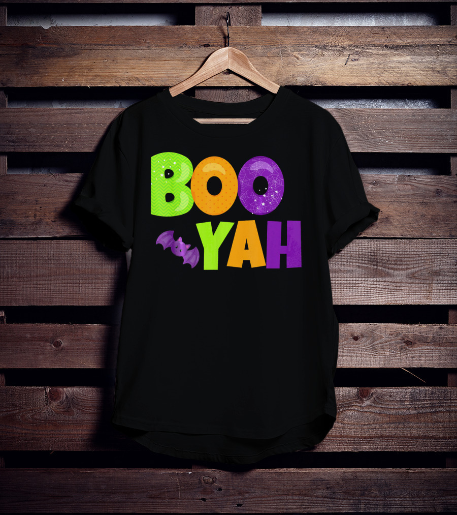 Boo Yah Halloween Bat Spooky Colors T-Shirt