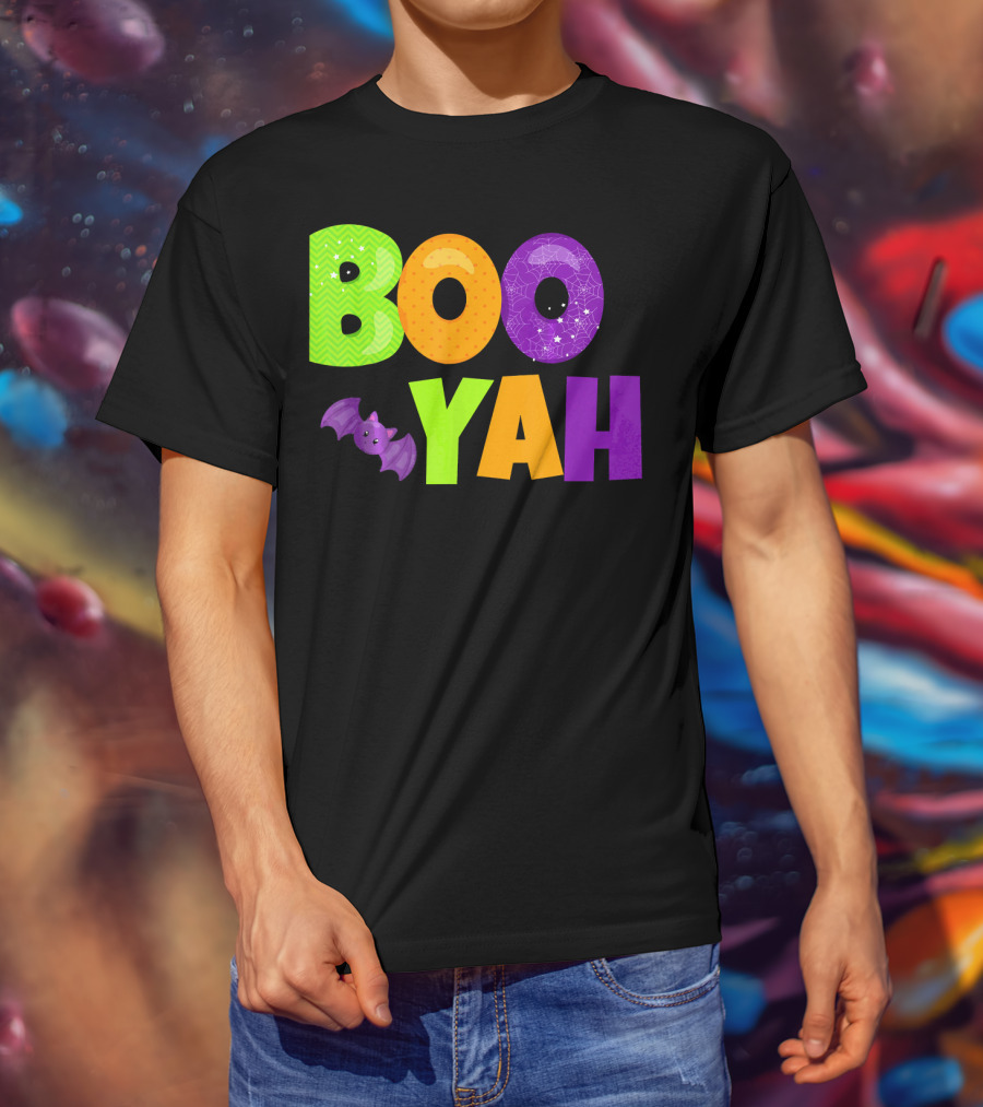 Boo Yah Halloween Bat Spooky Colors T-Shirt