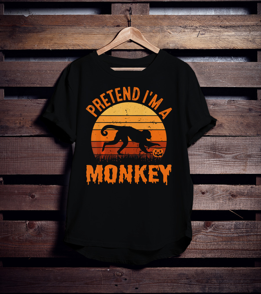 Pretend I’m A Monkey Halloween Sunset T-Shirt
