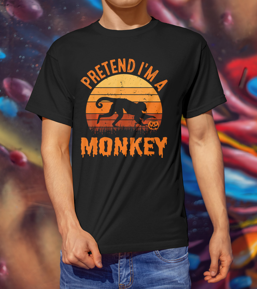 Pretend I’m A Monkey Halloween Sunset T-Shirt