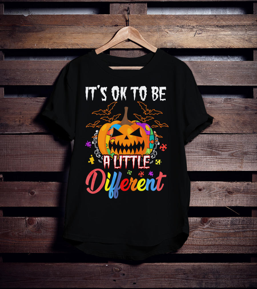 It's Ok To Be A Little Different Halloween Pumpkin T-Shirt