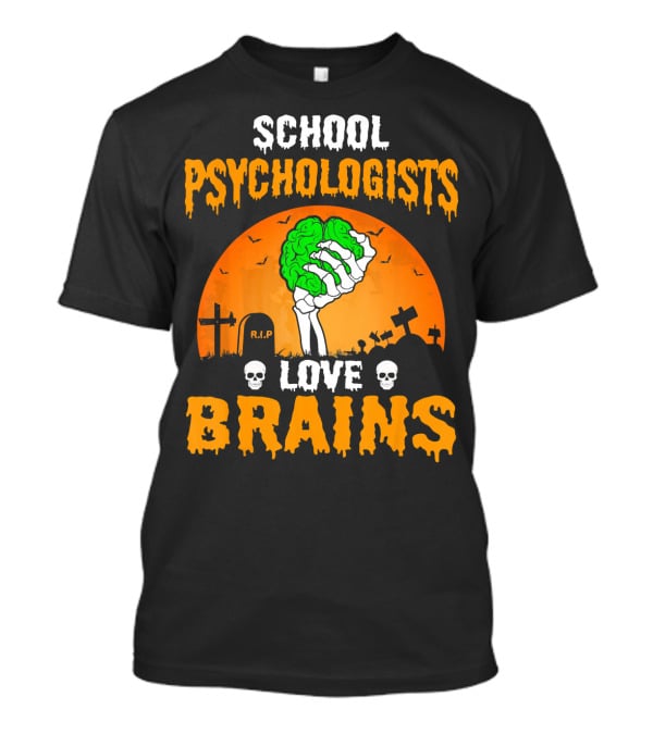 School Psychologists Love Brains Zombie Graveyard T-Shirt
