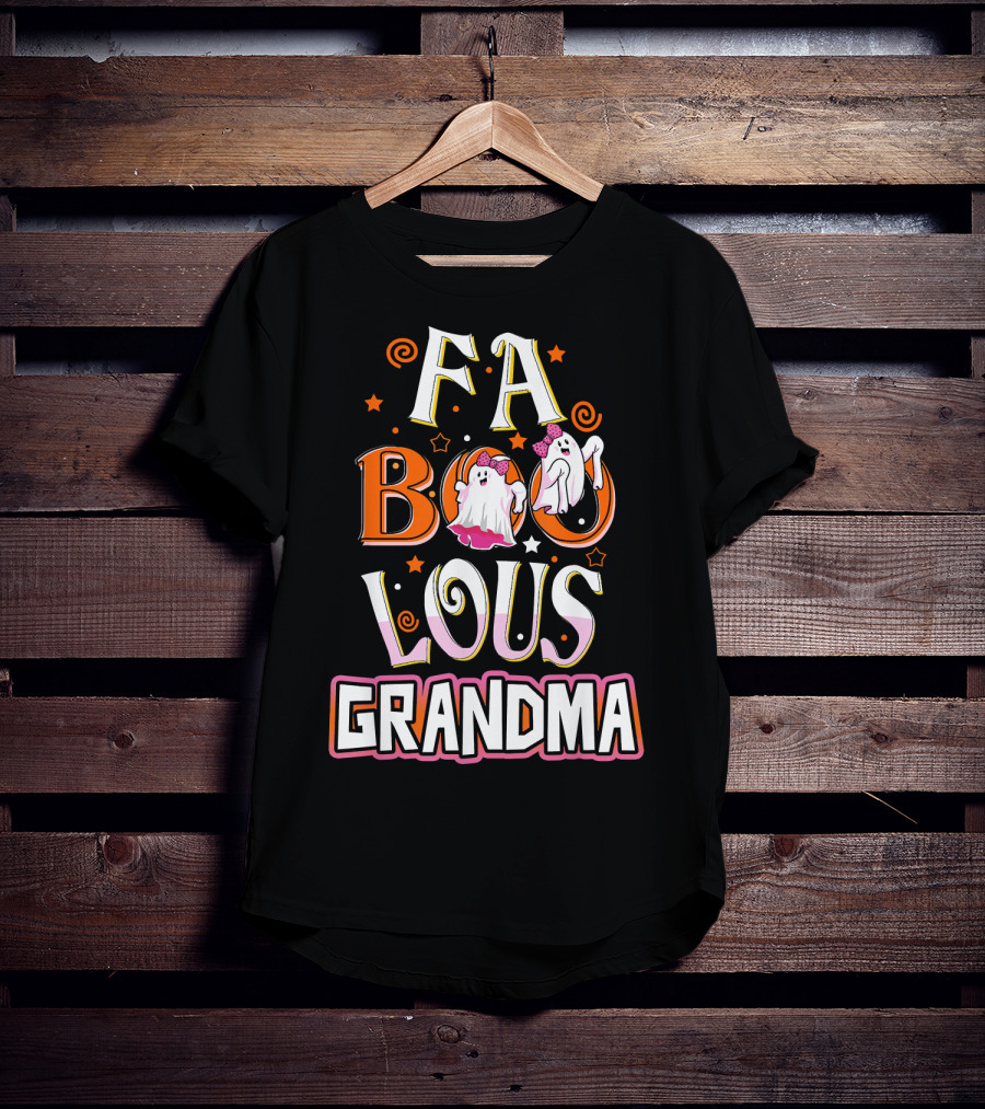 FA BOO Lous Grandma Ghosts With Bows Spirals And Stars T-Shirt