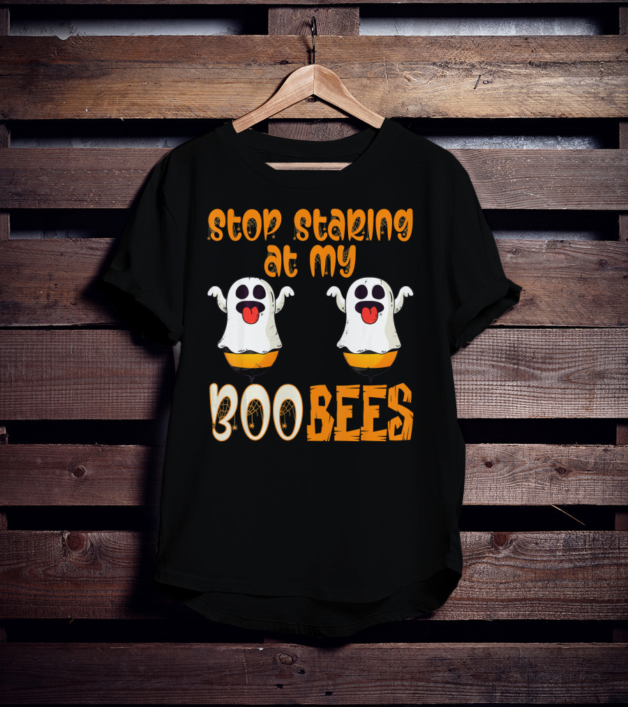 Stop Staring At My Boo Bees Ghosts With Pumpkins T-Shirt