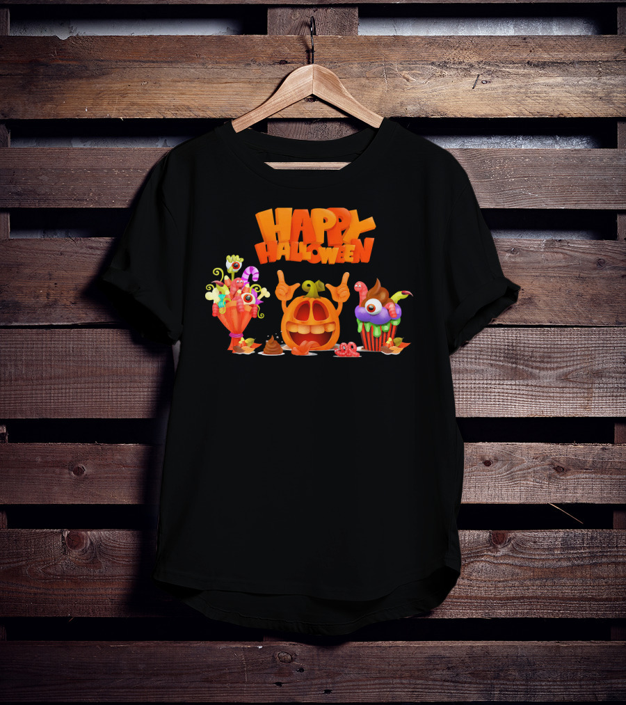 Happy Halloween Candy Pumpkin Characters T-Shirt