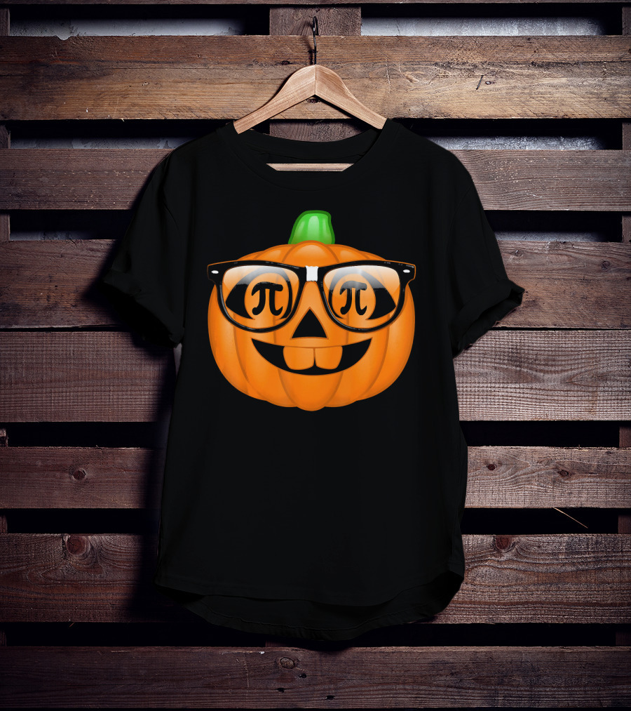 Pi Math Nerdy Pumpkin With Glasses Emoji T-Shirt