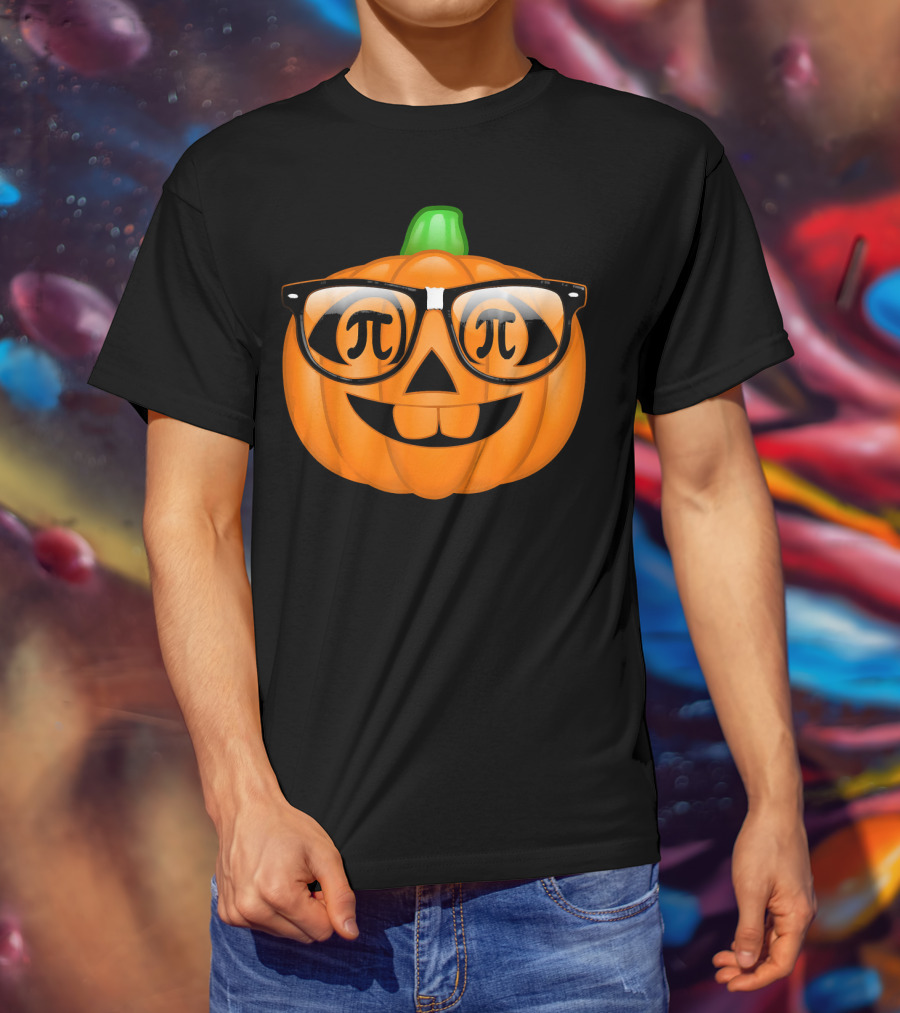 Pi Math Nerdy Pumpkin With Glasses Emoji T-Shirt