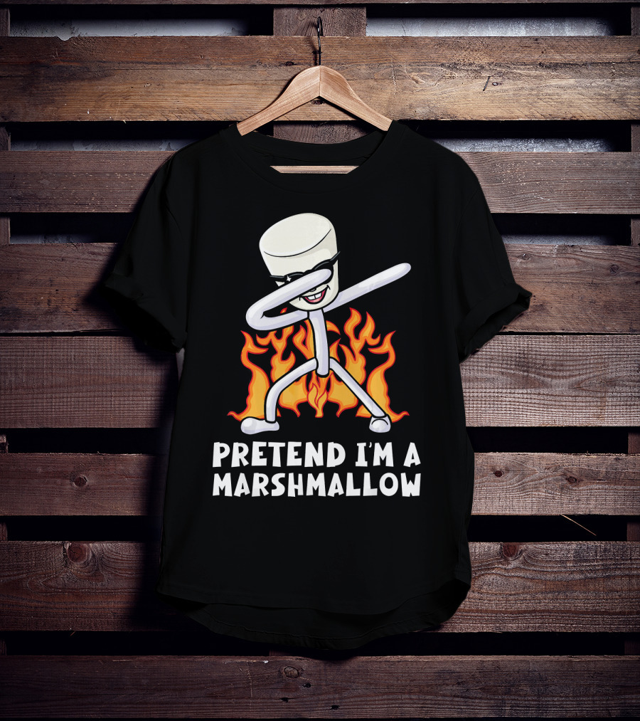 Pretend I'm A Marshmallow Funny Dab With Flames T-Shirt