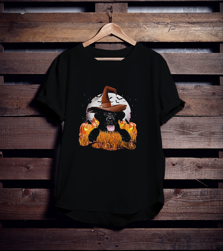 Happy Halloween Labrador Retriever Costume With Witch Hat And Pumpkins T-Shirt