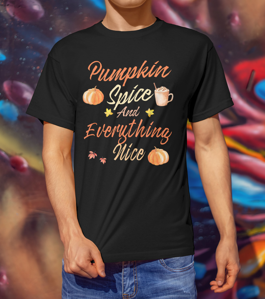 Pumpkin Spice And Everything Nice Autumn Pumpkins Leaves Coffee Cup T-Shirt