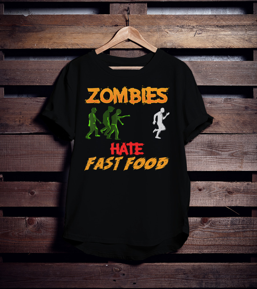 Zombies Hate Fast Food Fleeing From Funny Zombi Chase T-Shirt