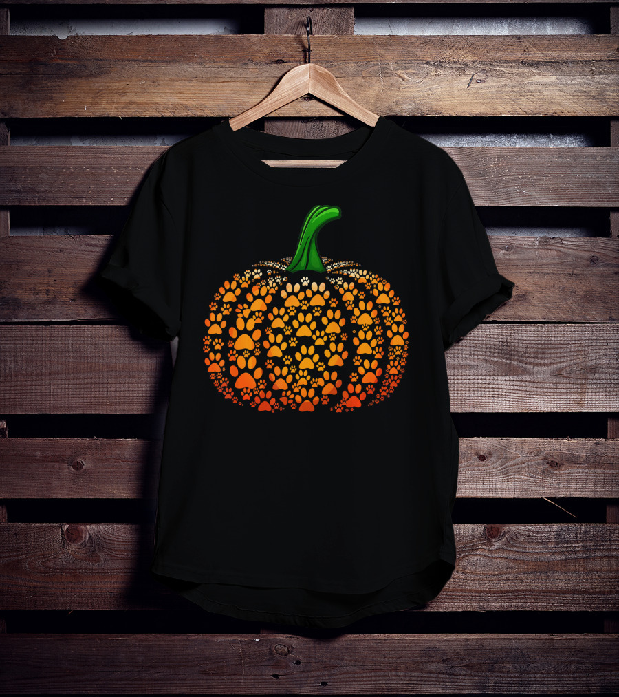 Funny Pumpkin Paw Halloween Dog Cat Cost T-Shirt