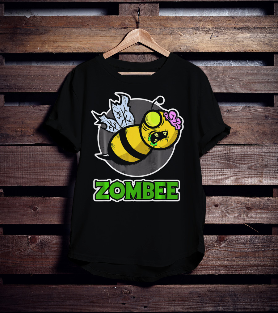 Zombee Halloween Bee With Brain And Wings T-Shirt
