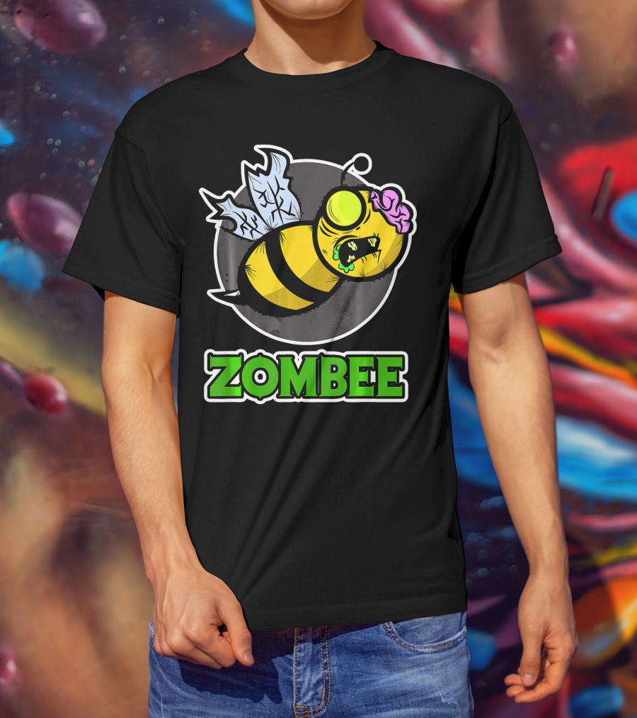 Zombee Halloween Bee With Brain And Wings T-Shirt