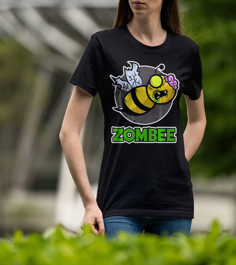 Zombee Halloween Bee With Brain And Wings T-Shirt
