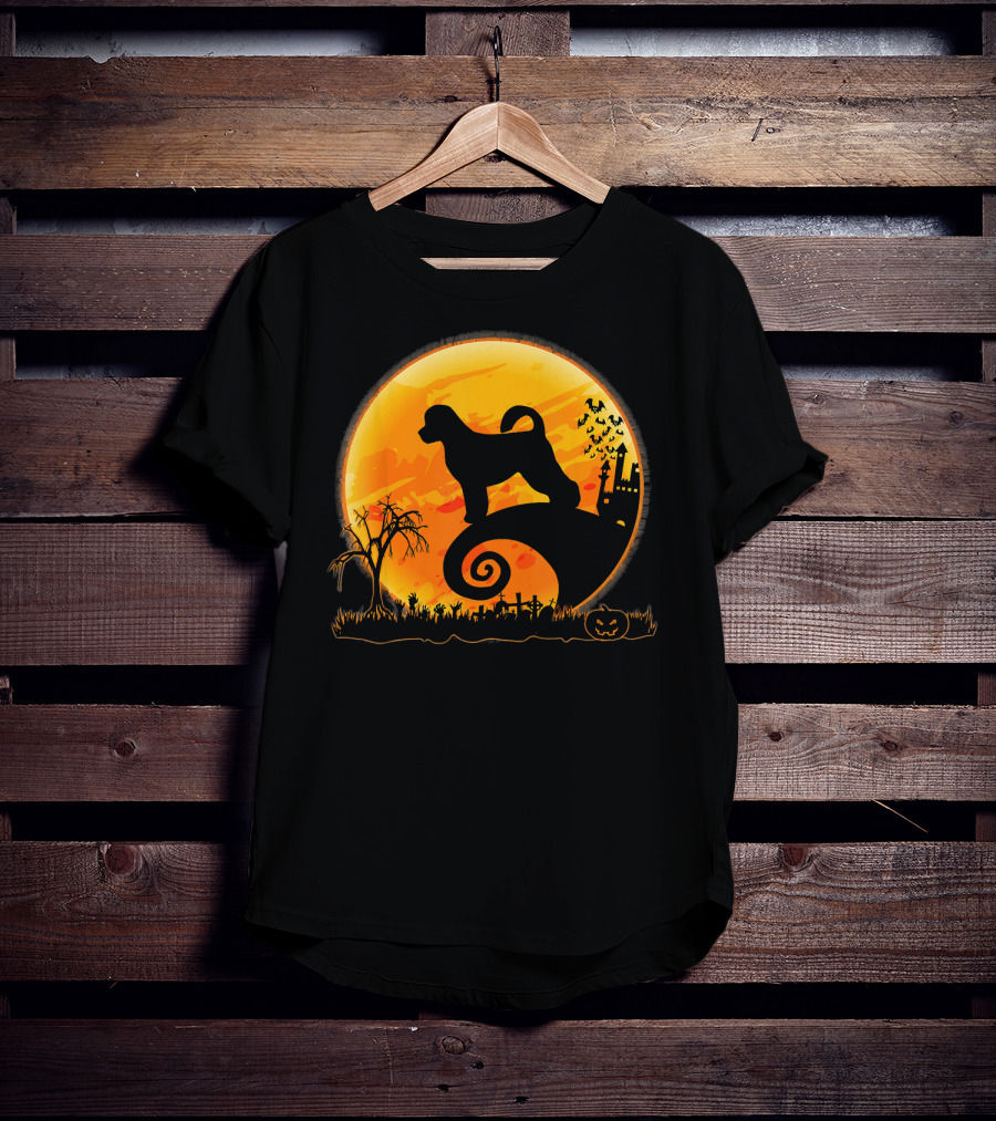 Portuguese Water Dog Moonlit Halloween Scene T-Shirt