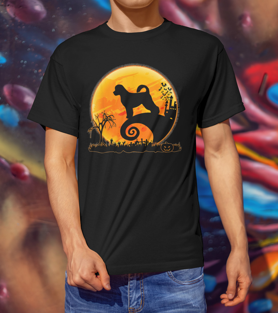 Portuguese Water Dog Moonlit Halloween Scene T-Shirt