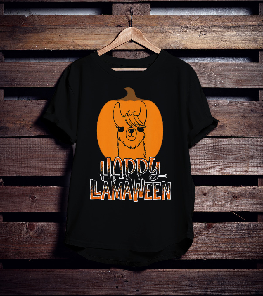 Happy Llamaween Funny Pumpkin Halloween Llama T-Shirt
