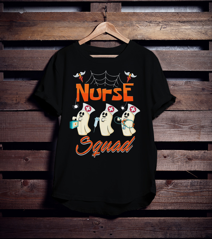 Nurse Squad Spooky Ghosts Halloween Nurse Team T-Shirt