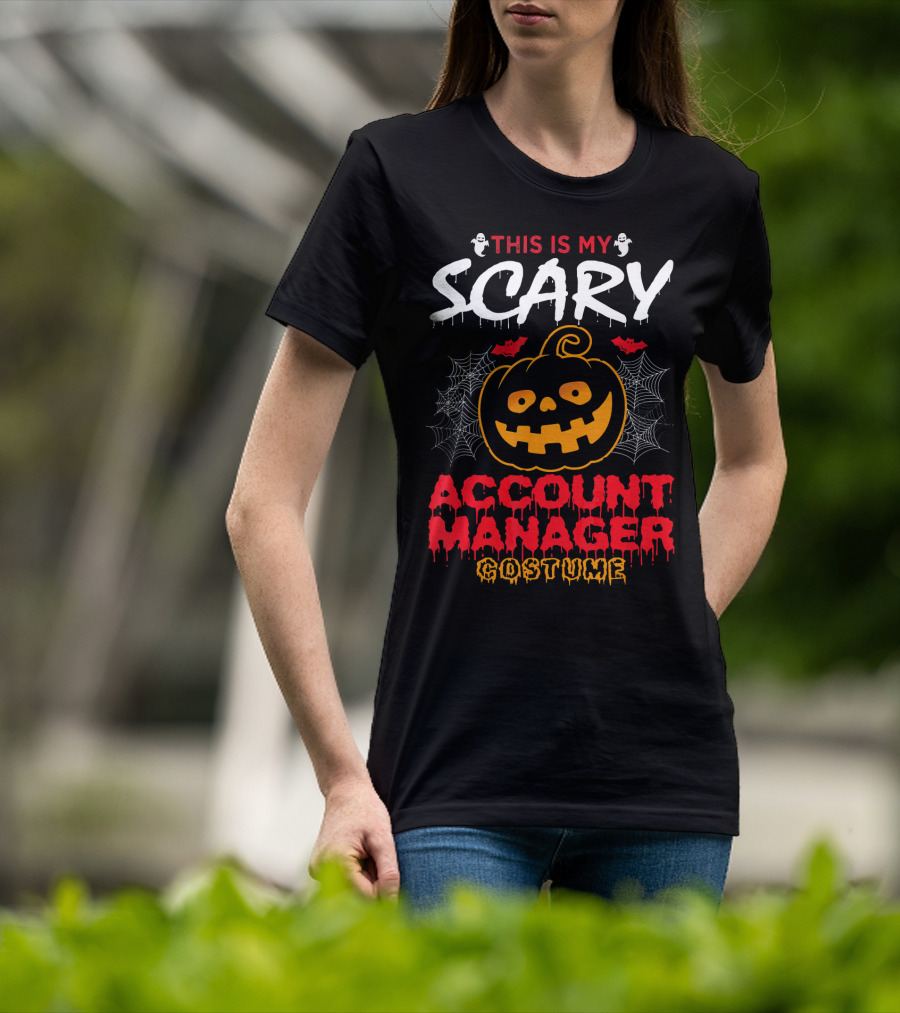 This Is My Scary Account Manager Costume With Jack-O'-Lantern Ghosts And Spiderwebs T-Shirt