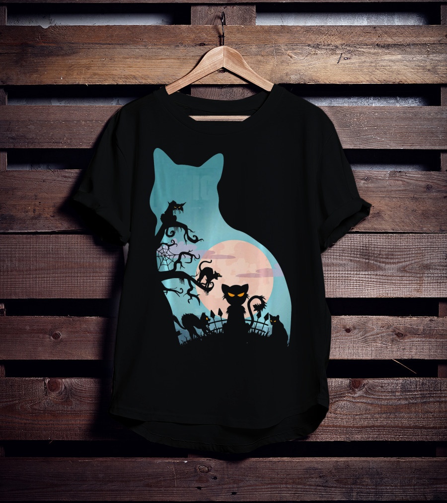 Scary Cat Lovers Halloween Creepy Moonlit T-Shirt