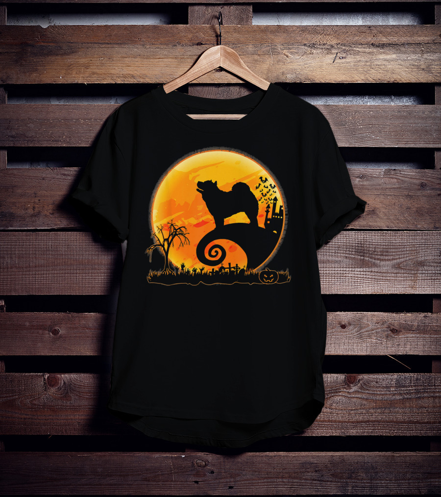Chow Chow Dog Halloween Moon Silhouette Jack-O'-Lantern T-Shirt