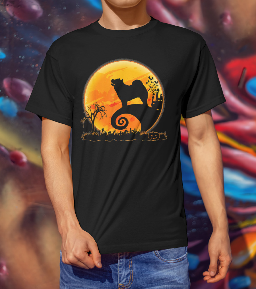 Chow Chow Dog Halloween Moon Silhouette Jack-O'-Lantern T-Shirt