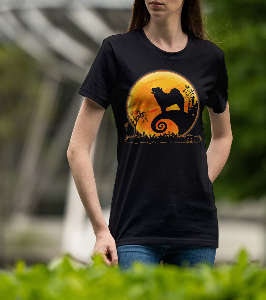 Chow Chow Dog Halloween Moon Silhouette Jack-O'-Lantern T-Shirt