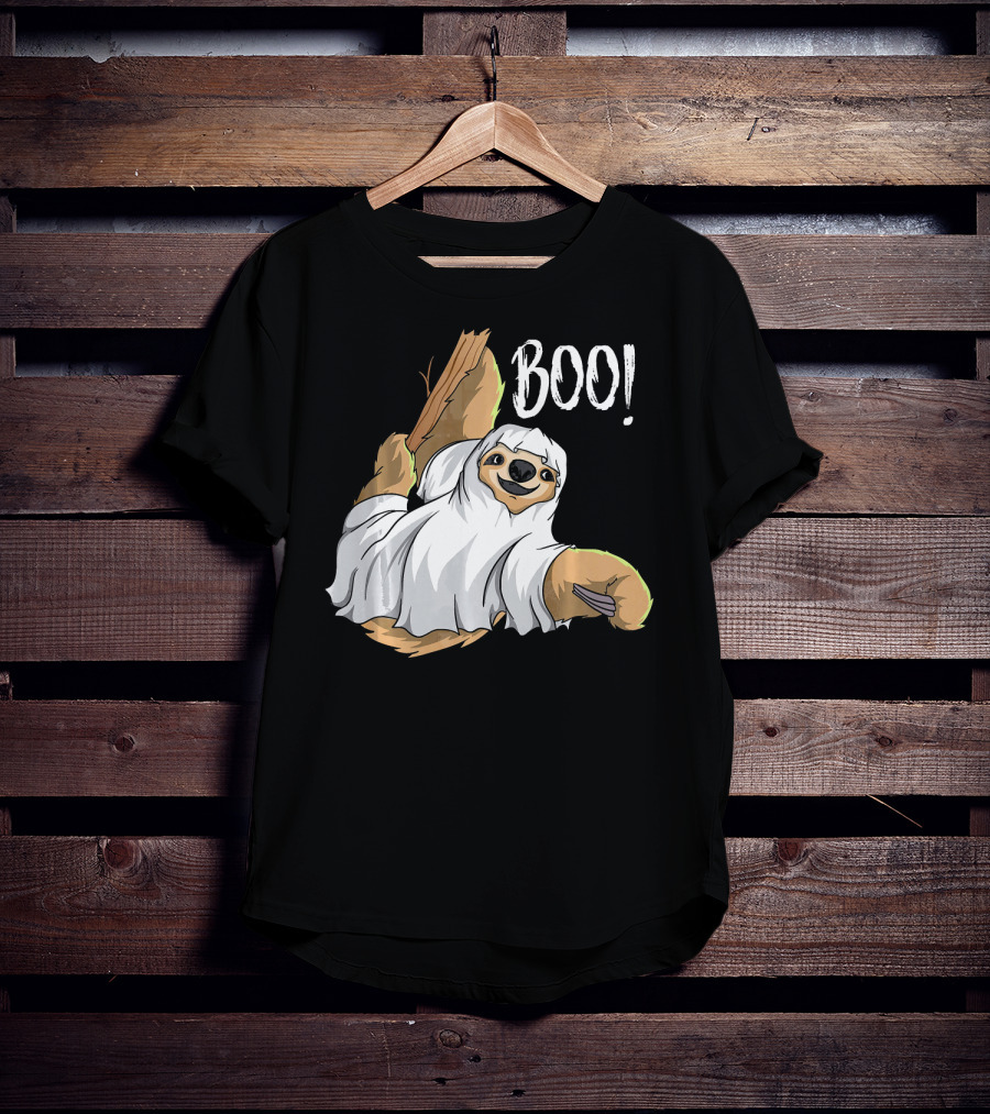 Boo Hanging Sloth Ghost Costume Funny Sloth T-Shirt