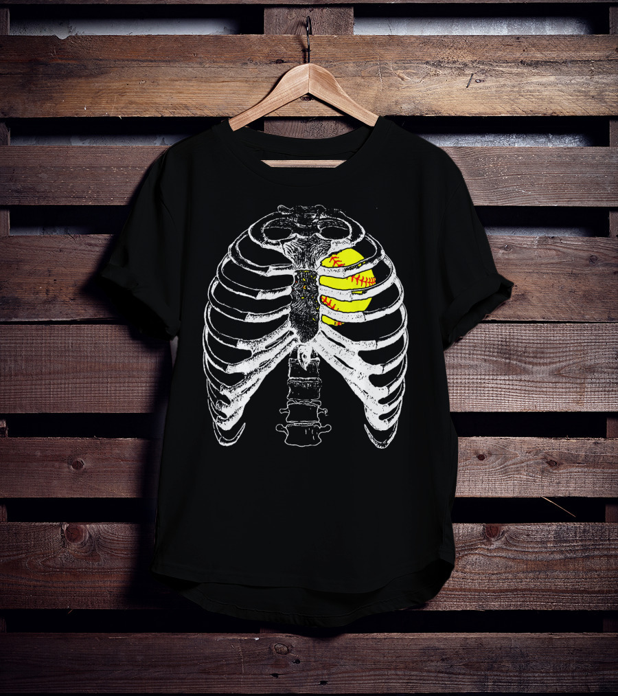 Ribcage Softball Heart Anatomy T-Shirt