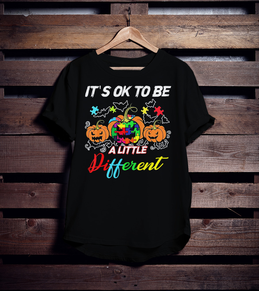 IT'S OK TO BE A LITTLE DIFFERENT Halloween Autism Pumpkin Puzzles T-Shirt