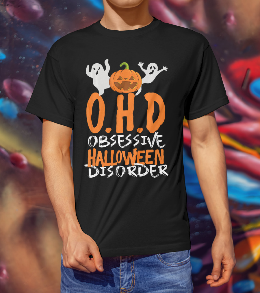 OHD Obsessive Halloween Disorder Funny Pumpkin Cute Ghost T-Shirt
