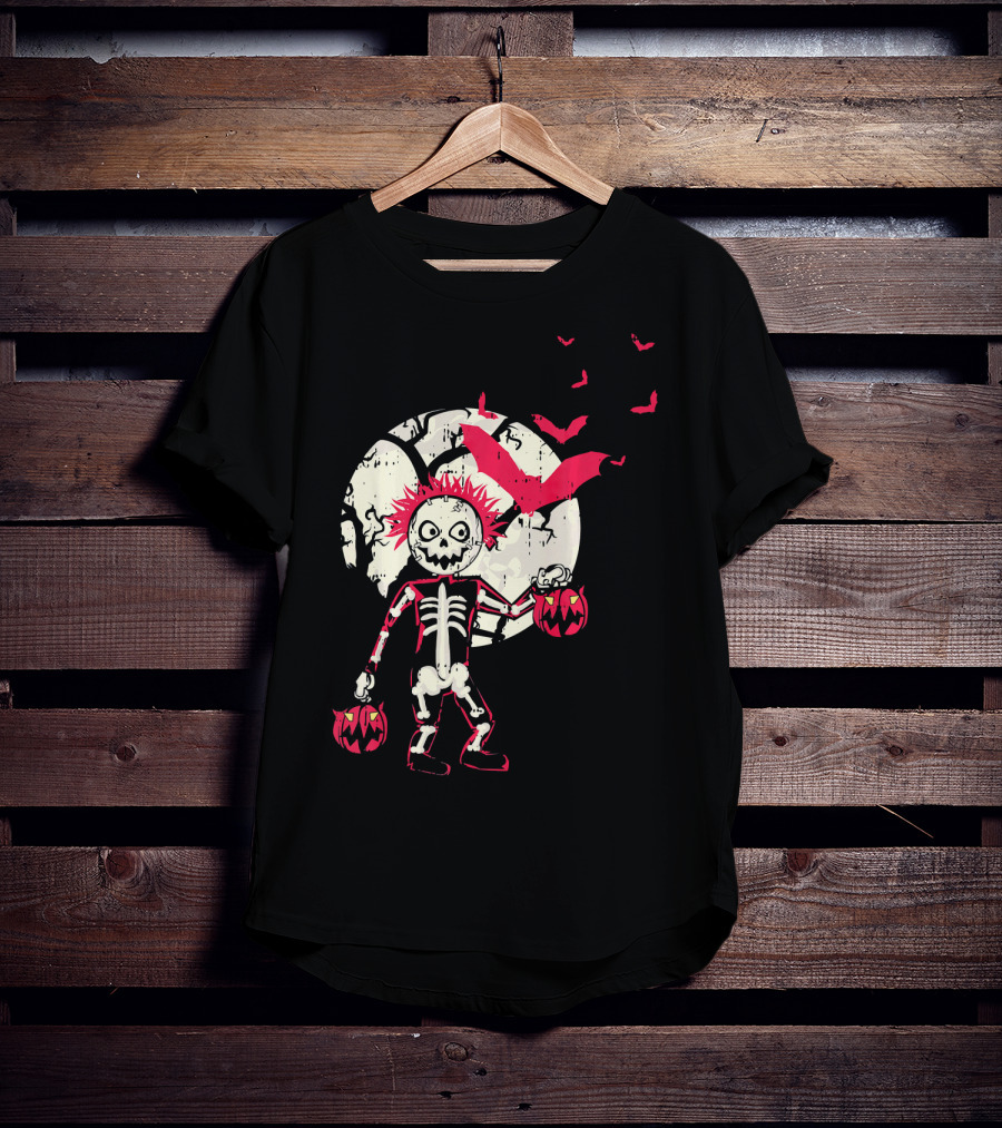 Zombie Skeleton Moon Bats Pumpkin Cool T-Shirt