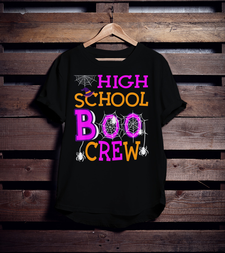 High School Boo Crew Spider Web Halloween Teacher T-Shirt