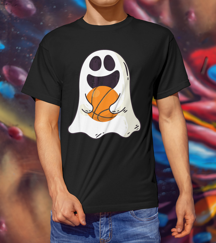 Ghost Basketball Halloween Spirit Dribble T-Shirt